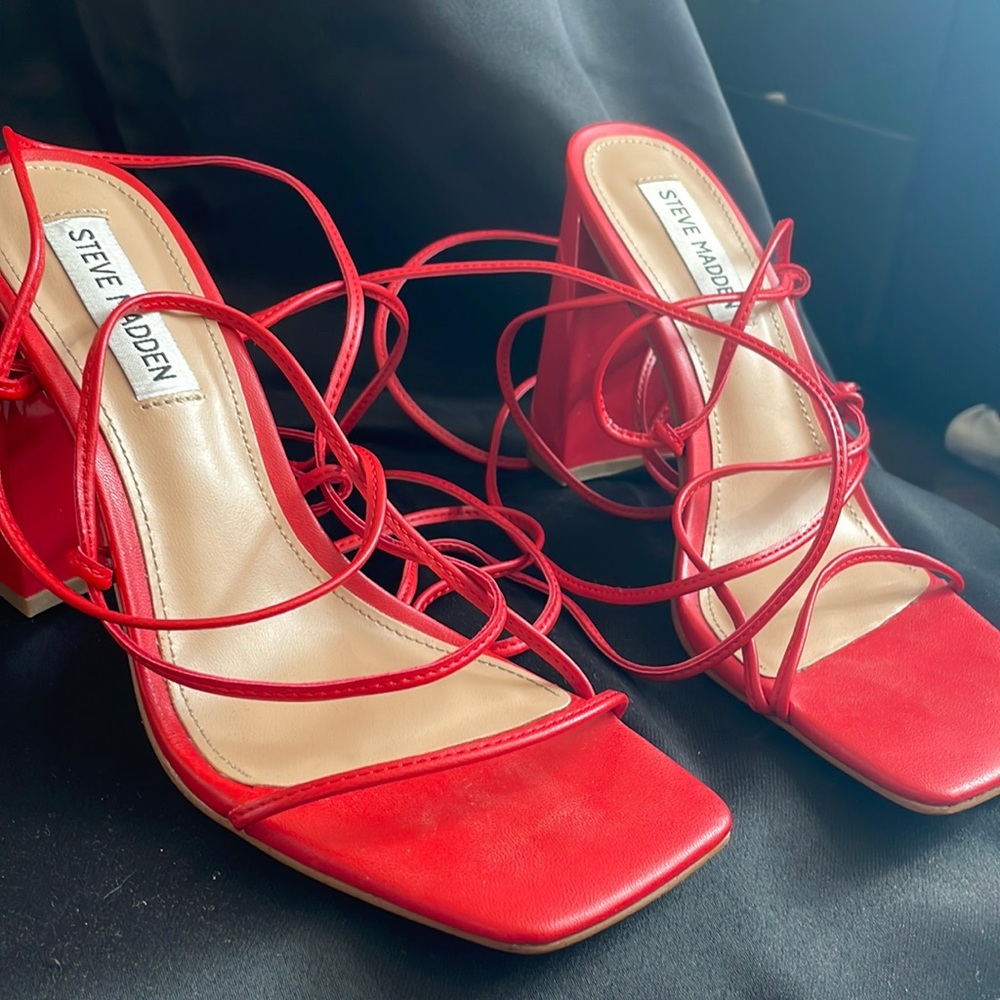 Steve Madden Red Block Heels Size 7